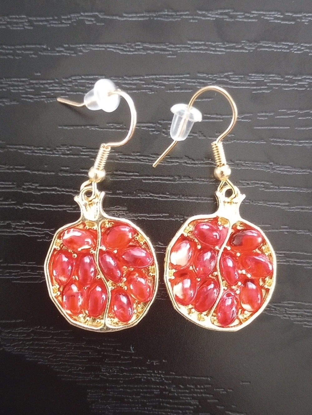 Gold-Tone Pomegranate Fruit Drop Earrings